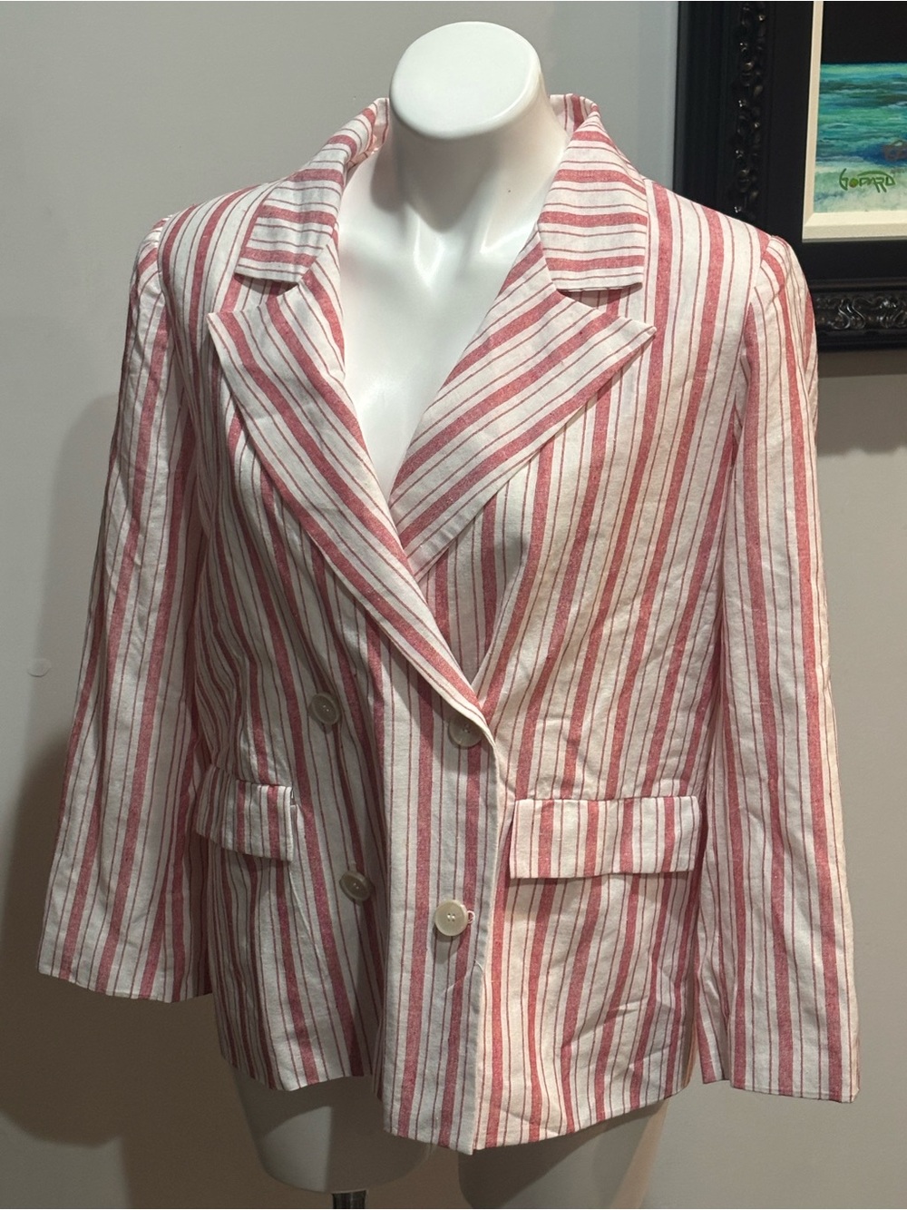 DO+BE Cream and Pink Striped Blazer $68 Retail!